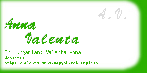 anna valenta business card